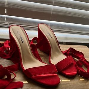 Red Lace-Up Heels